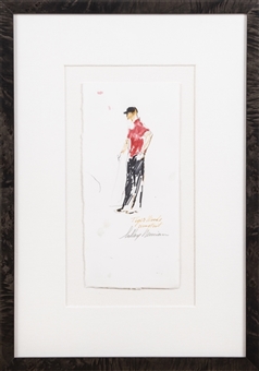 LeRoy Nieman Signed "Tiger Woods: Wing Foot" Original Watercolor Artwork In 15x21 Framed Display